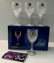 Cristal D'arques/Durand Bretagne Clear Cut Crystal 6 1/2Wine Glass Set 4 New