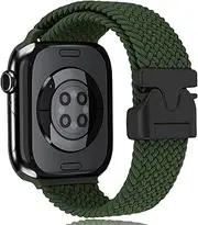Braided Stretchy Band for Apple Watch Band 38mm 40mm 41mm 42mm 44mm 45mm 46mm 49mm Women Men,Adjustable Parachute Buckle Solo Loop Elastic Straps for iWatch Series 10 9 8 7 6 5 4 3 SE Ultra