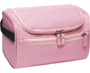 Hanging Toiletry Bag for Travel Women Storage Shower Bag Men's Shaving Bag Dopp Kit Organizer with Hook - Pink