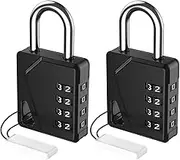 AMIR Combination Lock, 4-Digit Resettable Security Locker Lock Set, Waterproof Door Lock for School, Sports or Gym Lock, Fence, Toolbox, Box, Hasp Storage, Storage Room (2 Pack - Black)