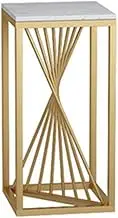 Slim Marble Top Side Table for Indoor Corners, Tall Metal Plant Stand Flower Pot Holder - Stylish Living Room Accent Furniture
