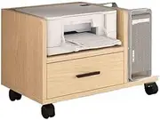 Printer Stand Bedside Cubby Stand Office Organizer Mobile Cabinet Simple Shelf Under Desk Shelf Printer Rack with Drawer Printer Table(Natural)