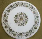 Abalone Shell Inlay Work Entryway Table for Hotel Round Marble Coffee Table Top