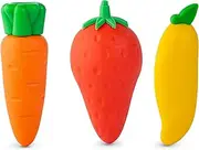 Erasers for Pencils - Large Pencil Erasers - Fruit & Vegetable Puzzle Erasers - 3D Pull Apart Erasers, Carrot, Mango and Strawberry Shape, 3 Pcs