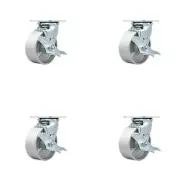 Tool Box Caster Wheel Set – 5 Inch Semi Steel Cast Iron Swivel Casters – SCC