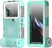 [Hisekaai] Diving Case for Multiple Smartphones, 15m Waterproof, suitable for Samsung, 14 Apple 13 phone case, Huawei Xiaomi (Grass blue white)