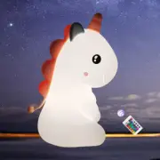 Hasdlga Silicone Unicorn Lamp Night Light,16 Colors Changing Kid LED Pink