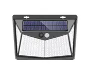 208 LED Outdoor Human Motion Sensing Lamp Max 1400lm Solar-powered Wall Light 3 Modes - Black