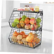 3-Tier Stackable Fruit Basket Kitchen Potato Onion Storage Wire Baskets with