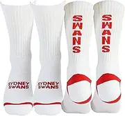 [AFL] Sydney Swans Reinforced Heel and Toe Supporter Crew Sport Socks | 2 pair | Australian Football League | Men's Sizes