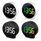 Round Tabletop Clock with Snooze Calendar 12/24H Week Digital Bedroom Clock