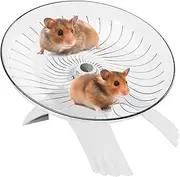 Silent Hamster Wheel, Clear Flying Saucer Running Spinner 7.09x4.33 inches, Quiet Exercise Wheel for Small Pets, Hedgehogs, Mice, Gerbils, Stress-Relief Activity Toy, White, Pink