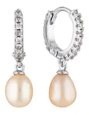 [Georgini] Bondi Pink Freshwater Pearl And Morganite Cubic Zirconia Earrings in Silver