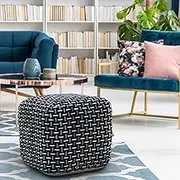 Modern Interwoven Geometric Pouf