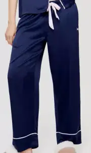 NWT LADIES PETER ALEXANDER NAVY SATIN PYJAMA PANTS SIZE XXS