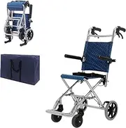 Ultra Lightweight Wheelchair,Aluminum Foldable Compact Wheelchair,Transport Wheelchair,Trolleys for Seniors and Kids Aircraft Travel,Weighs Only 6kg (Color : A)