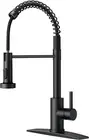 Black Kitchen Sink Faucet with Pull down Sprayer, Stainless Steel Commercial Sin
