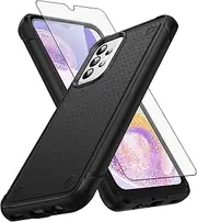 [Asuwish] Phone Case for Samsung Galaxy A23 A13 4G/5G with Tempered Glass Screen Protector Cover and Cell Accessories Protective Slim Rugged Dual Layer A 23 23A A04s M13 A 13 LTE 13A Women Men Black