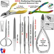 Chiropody Podiatry Cuticle Clippers Ingrown Nippers Nail File Podiatrist Set 9PC