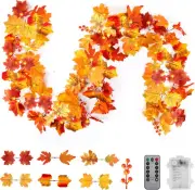 Thanksgiving Decorations Fall Garland String Lights with Timer and Remote, 50 LE