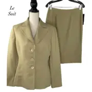 Le Suit Belles Du Jour Blazer Skirt Suit Matching Flower Pin NWT Size 8