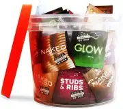 Assorted Pleasures Bulk Condoms Bucket, 144 Count, Pack of 144