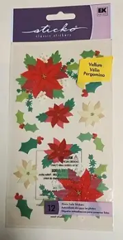 Christmas Stickers Brand New in Package Unopened sticko vellum scrapbook holly
