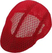 [COLLBATH] Unisex Mesh Chef Hat Summer Breathable Beret Cap for Women Men Kitchen Cooking Outdoor Dark Red