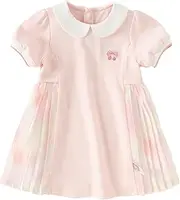[DAVE & BELLA] DAVE&BELLA Toddler Girls Sporty Dress Summer Puff Short Sleeve Pleated Sundress School Uniform Tennis Golf Playwear Dress