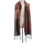 Colombo NWT 100% Cashmere Scarf with Fringe in Browns/Blue One Size