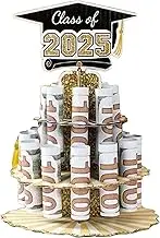Money Holder Graduation, 2025 Graduation Paper Money Holder, Black and Gold 3 Tier Party Decor Class Of 2025 Table Centerpieces for Boys, Birthday & Graduate