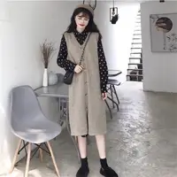 在飛比找momo購物網優惠-【D.studio】韓版寬鬆V字領長版針織背心(針織上衣毛衣