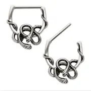 PAIR OF SNAKE CLICKER STYLE NIPPLE RINGS SHIELDS BARBELLS PIERCINGS 14 GAUGE NEW