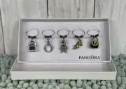 Pandora silver and gold wine glass charms 5 piece set NIB