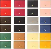 24 Pcs Colourful Envelopes, 12 Colors Gift Card Envelopes with Heart Clasp Multi Color Mini Envelope Coloured Pearlescent Paper Mini Envelopes Gift Envelopes Kraft Paper Envelopes for Wedding Birthday