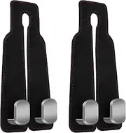 Leather Car Seat Double Hooks, 2Pcs Leather Car Seat Storage Hanger,Double Headrest Hooks for Purse Holder and Back Seat Storage