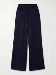 [Oséree] Oséree - Lumière Metallic Stretch-knit Wide-leg Pants - Blue - small small Blue