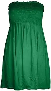[Generic] Ladies Summer Casual Above the Knee Sleeveless Strapless High Waist Dress in Green, Sizes S-M (8-10), M-L (12-14), XL (16-18), XXL (20-22)