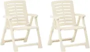 vidaXL White Garden Chairs - Set of 2 - Durable Lightweight Solid Plastic Outdoors Terrace Seating - Easy-to-Clean - Modern Design