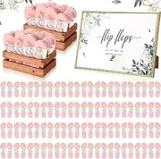 [Zoooyawn] 48 Pairs Bulk Flip Flops for Wedding Guest Reception Hotel Slippers with Cards Sign for Beach Pool