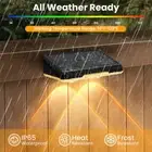 Solar Fence Lights Outdoor Wall Lights Step Backyard Patio Deck Railing Lamps