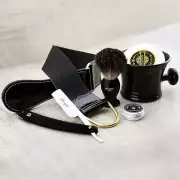 Straight Razor Kit for Men with Shaving Brush & Strop - 6 Piece Mens Shaving Set