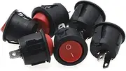 6Pcs 20mm Diameter Round Rocker Switches Mini Round 2 Pin ON-Off Rocker Switch,Red