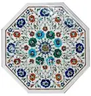 Pietra Dura Art End Table Top for Garden Decor Octagon Marble Coffee Table Top