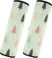 Car Seat Belt Pads 2 Pack Soft Unique Car Safety Seat Belt Strap Shoulder Pad Camera Bag Strap Cover Car Accessories for Adults and Kids S Flat Christmas Fir Trees Pattern