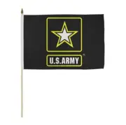 12x18 12"x18" Army WHITE STAR Seal Stick Flag wood staff 100D FABFRIC