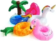 Inflatable Raft for Elf, 5 pcs Naughty Elf Accessories Props, Funny Inflatable Cup Holders for Hot Tub, Floating Drinks Holder with Inflatable Repair Patches, Flamingo Unicorn Drink Holder for Pool