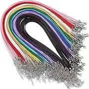 60Pcs Waxed Necklace Cord Bulk for Jewelry Making,Necklace Rope String with Clasp for DIY Bracelet Pendant,Multicolor