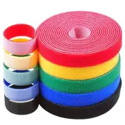 5 Roll Reusable Cable Straps Cable Ties Hook & Loop Nylon Fastening Tape Wire...