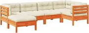 vidaXL Solid Pine Wood Garden Sofa Set - Modular Patio Furniture with Cushions, Slatted Design, Outdoor/Indoor Living Room, Backyard or Terrace